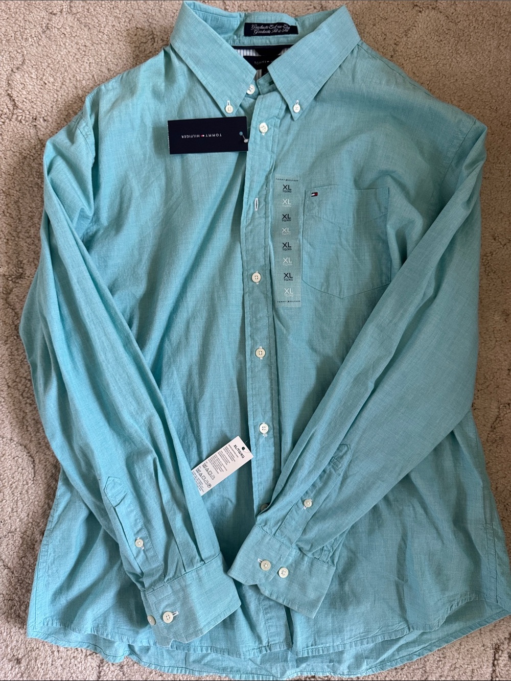 Tommy Hilfiger Men’s Button-Down Shirt - Aqua Blue
